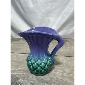 Vtg. Govancroft Highland Ware Purple & Teal Thistle Vase Made In Scotland
